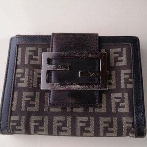 Fendi Black and Brown Logo Wallet